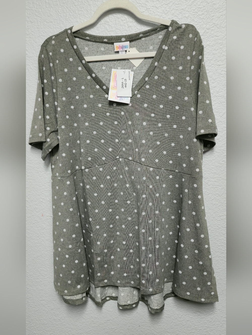 LuLaRoe Olive Green Polka Dot V-Neck Tunic